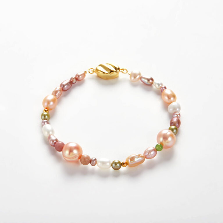 Colorful World Baroque Pearl Bracelet – 925 Silver & 18K Gold Accent