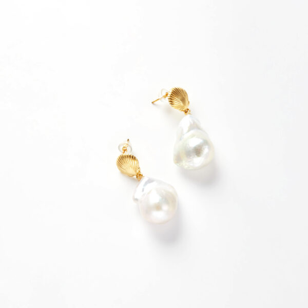Sea Gift Earrings - Baroque Freshwater Pearls in 18K Gold-Plated S925 Sterling Silver