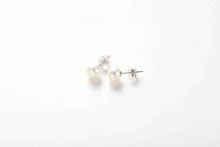 Moon Earrings — Freshwater Pearl Studs in S925 Sterling Silver