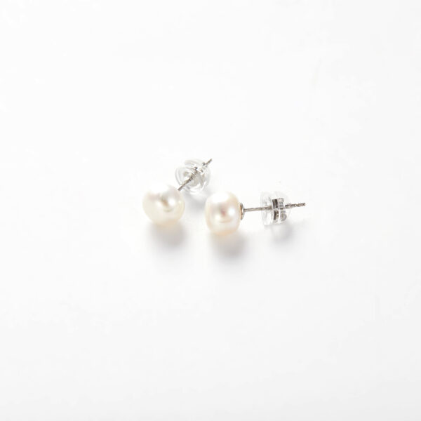 Moon Earrings — Freshwater Pearl Studs in S925 Sterling Silver
