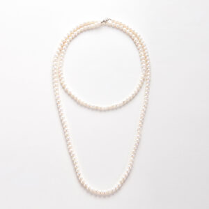 Luminous Moonlight Necklace - Long Freshwater Pearl Strand with 925 Silver Clasp