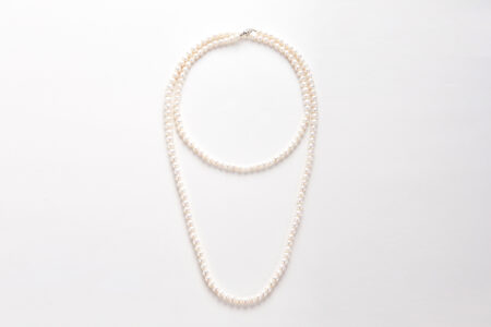 Luminous Moonlight Necklace - Long Freshwater Pearl Strand with 925 Silver Clasp