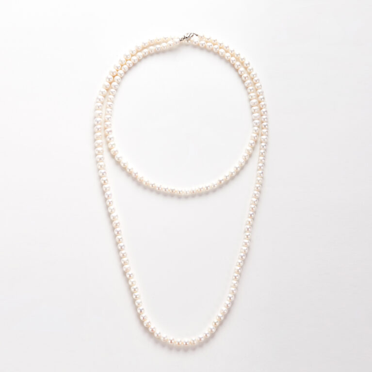 Luminous Moonlight Necklace - Long Freshwater Pearl Strand with 925 Silver Clasp