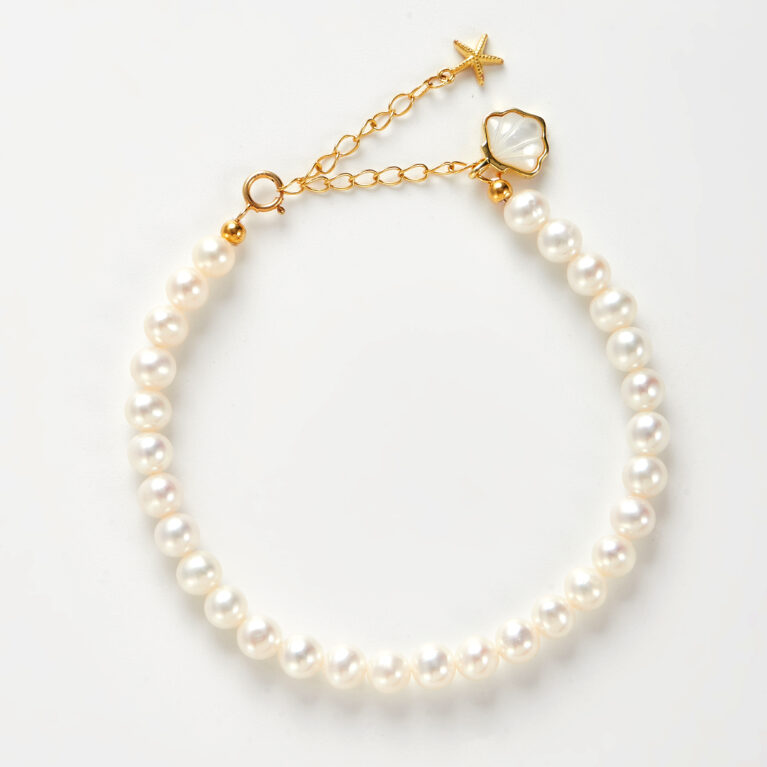 Ocean Whisper Bracelet — Natural Freshwater Pearls in S925 Sterling Silver with 18K Gold Plating