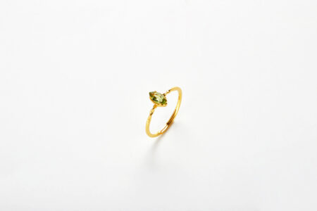 Forest Eye Ring - Natural Olive Quartz in S925 Sterling Silver with 18K Gold Plating